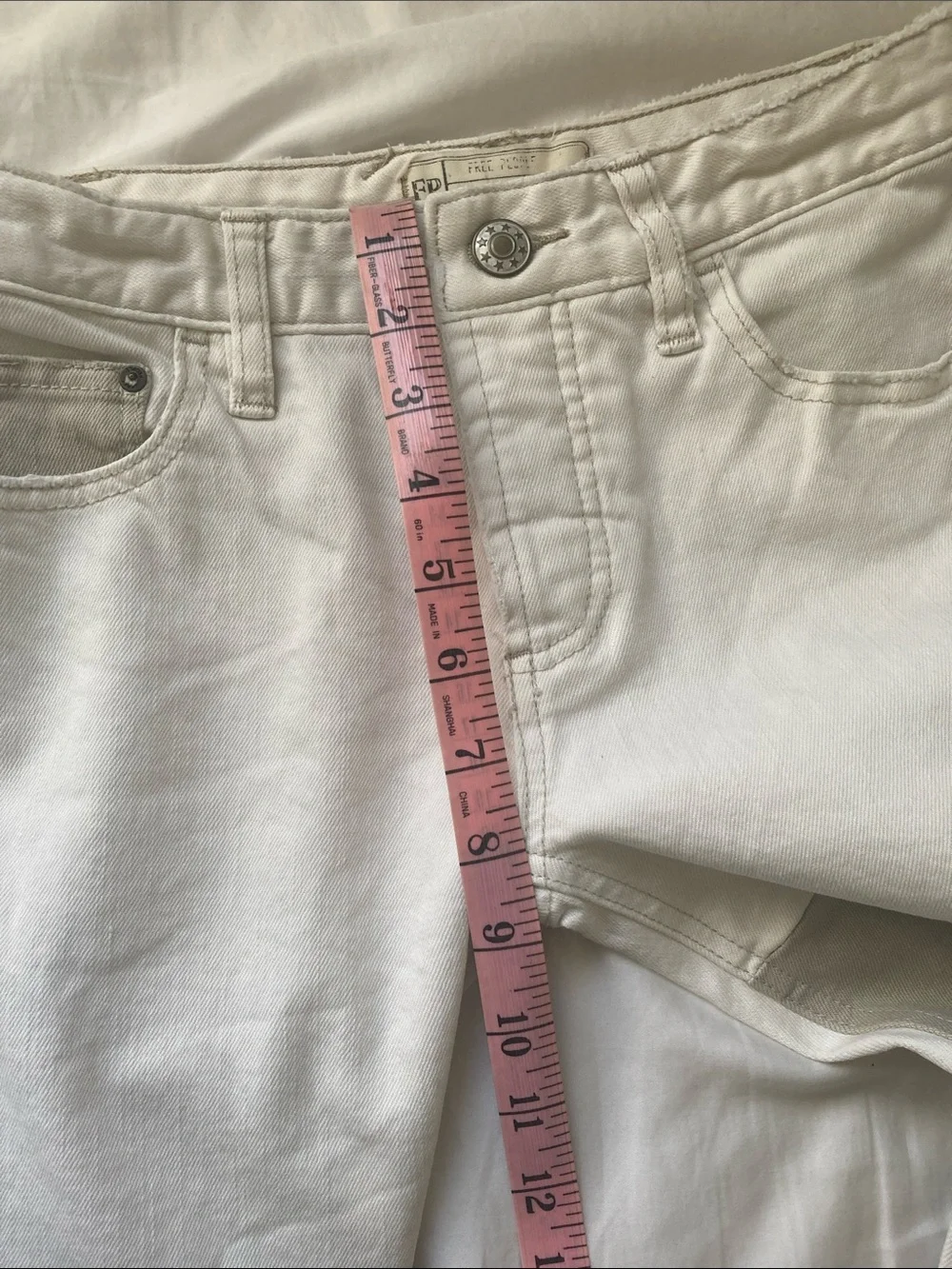 Free People Women's Two-Tone Color Block White and Tan Jeans 26